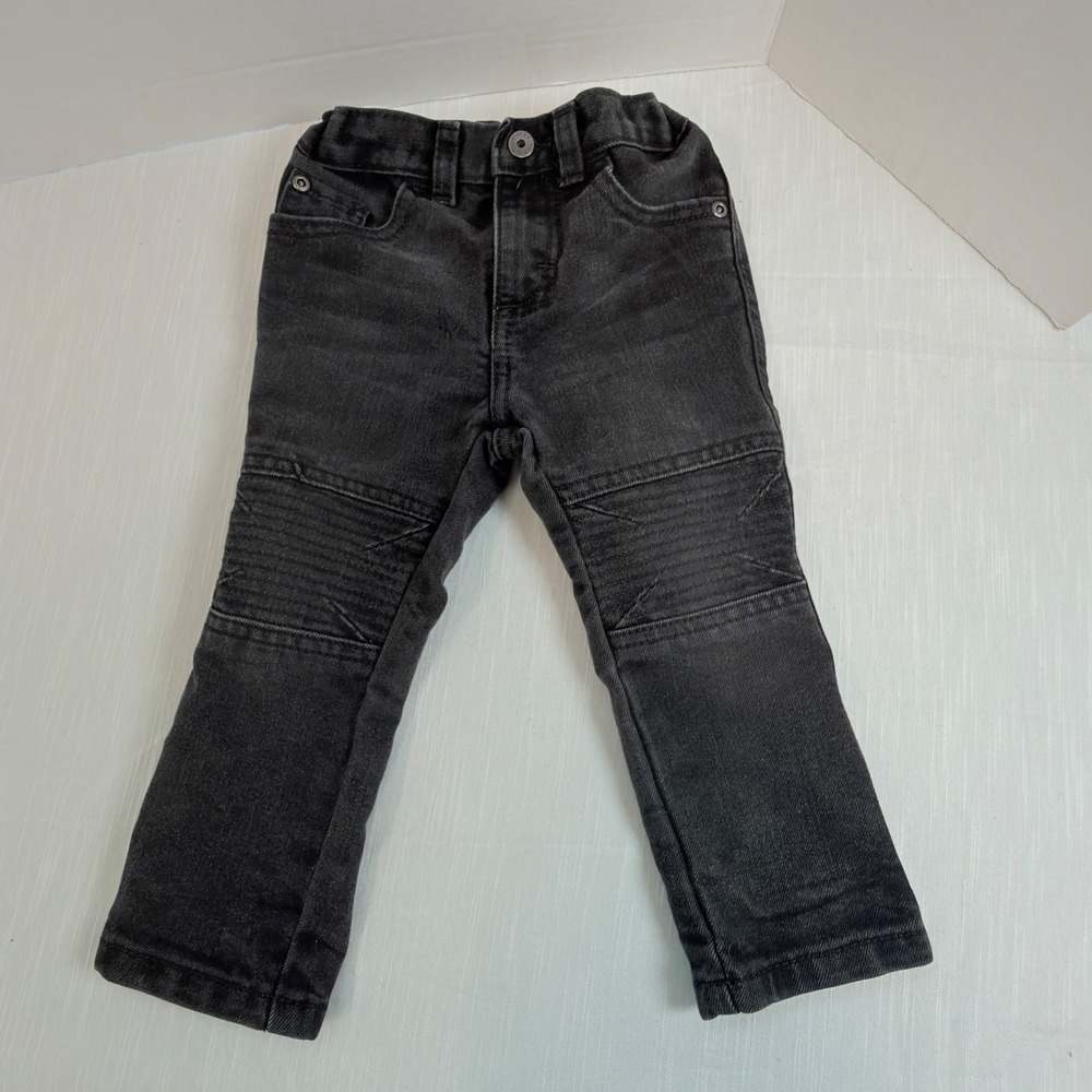 Wrangler Moto Jeans Boys 2T Black Excellent Biker Ribbed Knee Denim 9DFTHEB